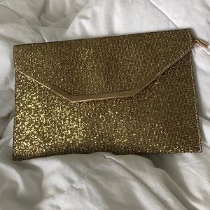 Going out small bag / purse: Night-out golden glitter envelope clutch ✨